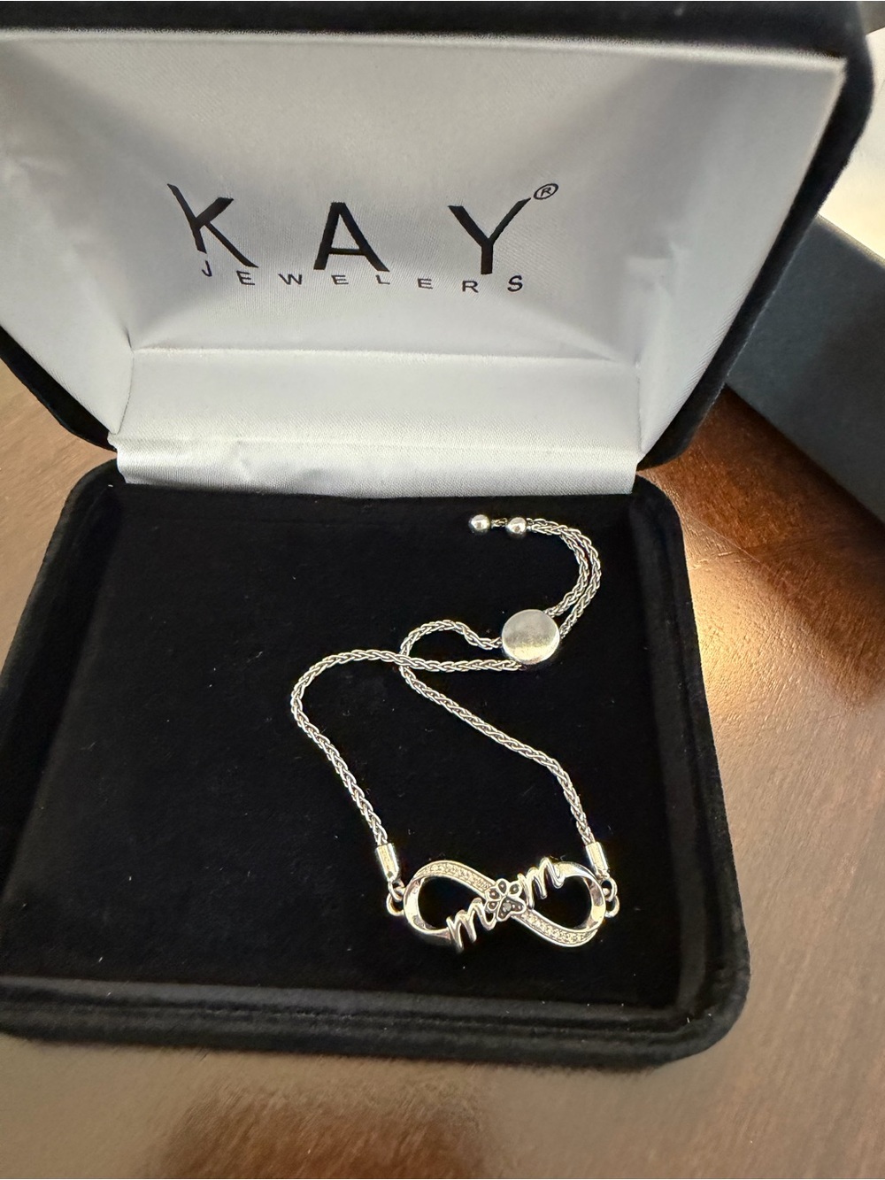 Kay Jewelers Silver 'Mom' Infinity Necklace
